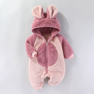 Autumn And Winter Clothes For Babies Baby Thick Warm Long Sleeves Romper Fleece-lined